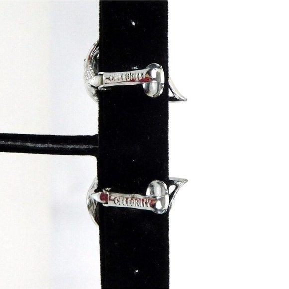 Vintage 70's CELEBRITY Open Work Curled Leaf Silver Tone Earrings Clip on - Picture 7 of 10